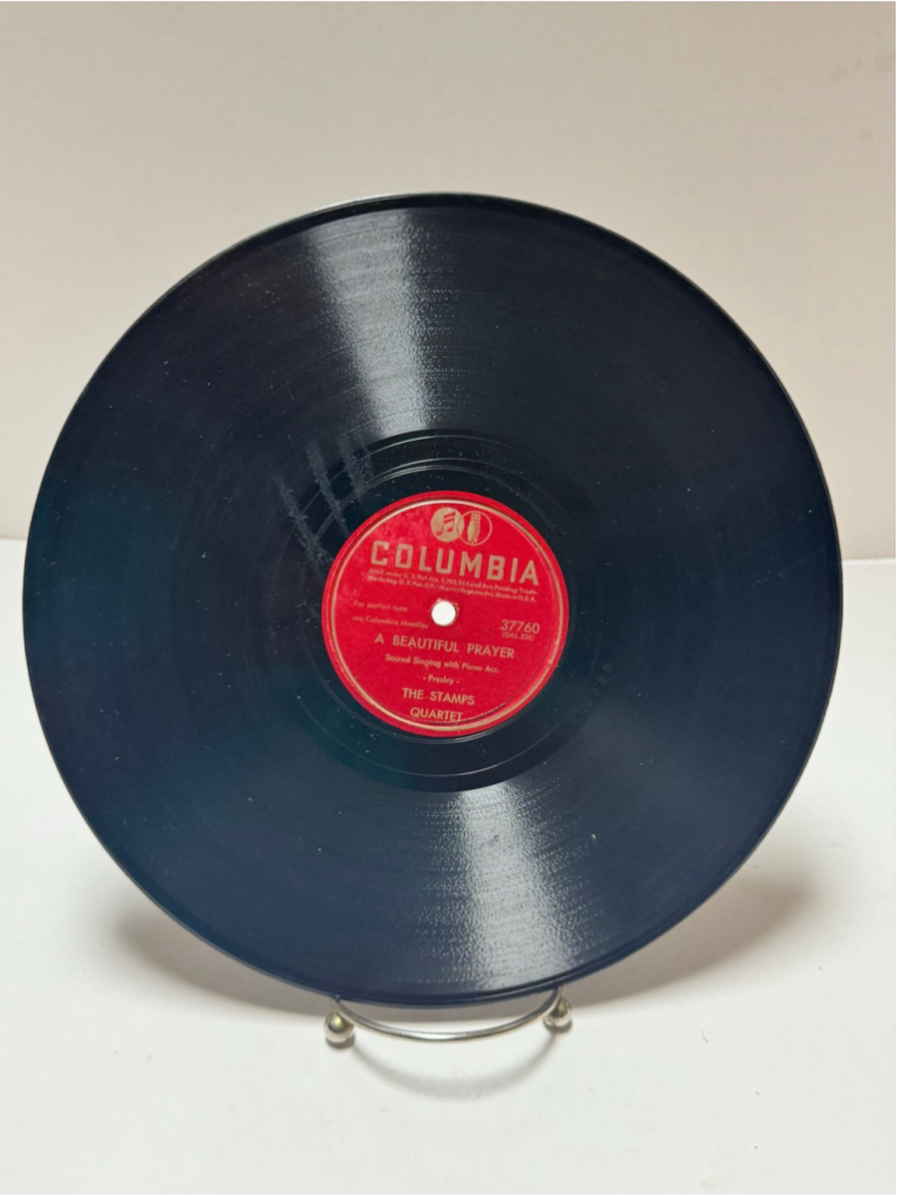 Columbia Shellac 78 Rpm Record The Stamps Quartet A Beautiful Prayer